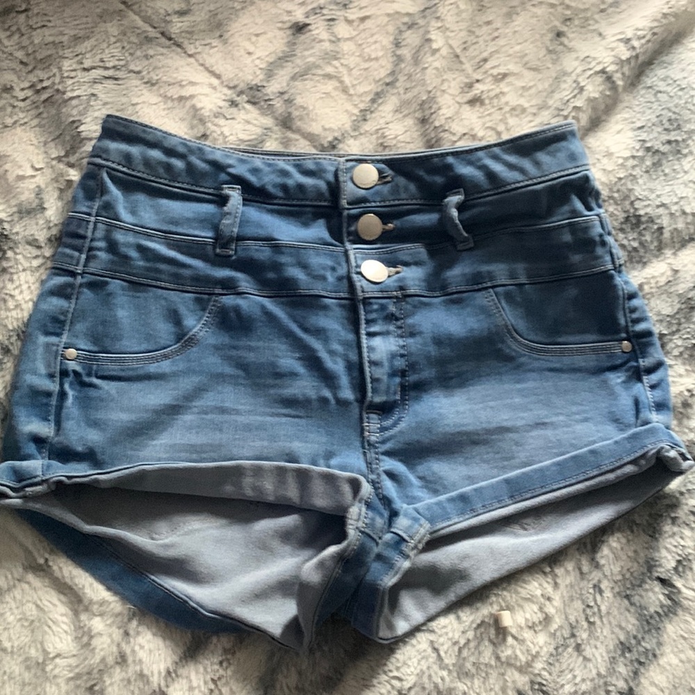 high rise blue jean shorts size 2(fits more like a 0)